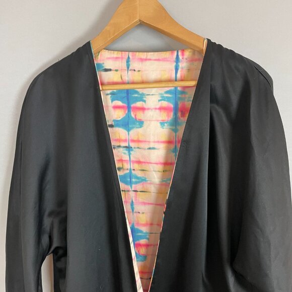 H&M Kimono Robe Shibori Tie-Dye Reversible Open Front Women Size 10 Reversible - Picture 14 of 16
